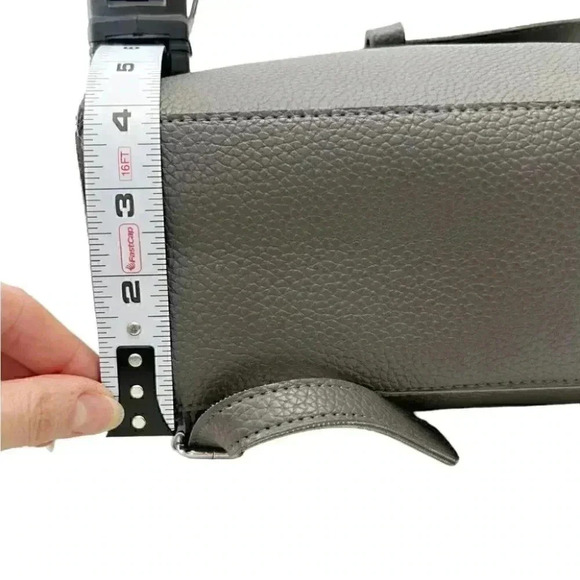 Beauty Boutique Mini Backpack Grey Pebbled Faux Leather Vegan Carryall Bag - Picture 12 of 14